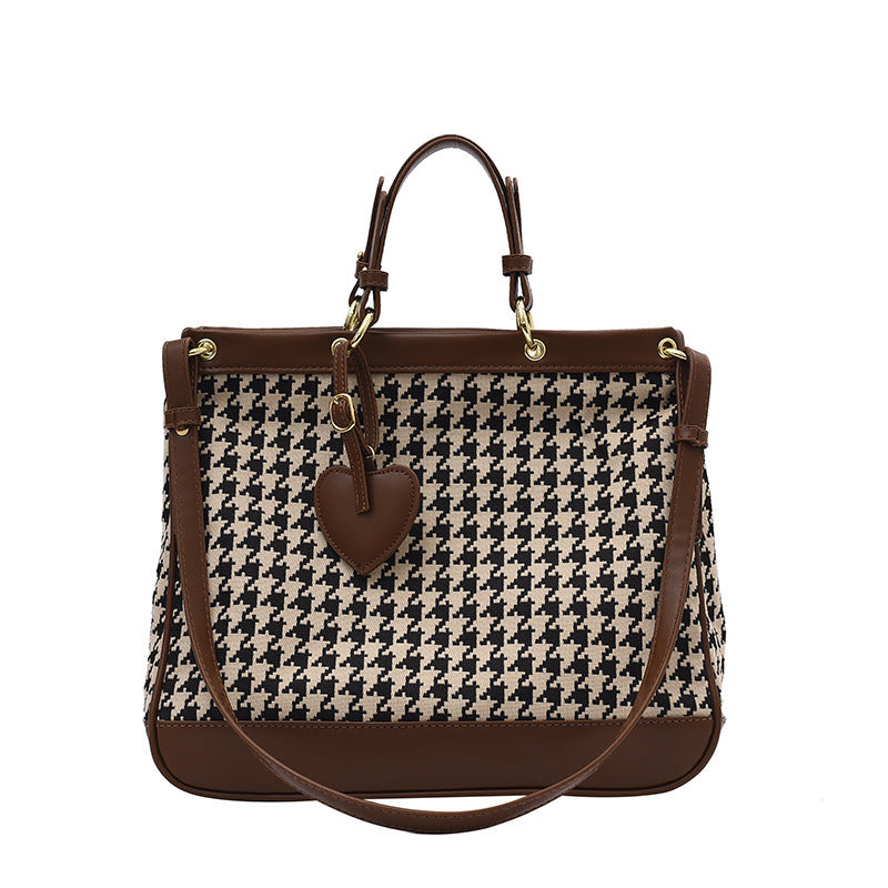 Checkered Houndstooth Leopard Print Personalized Daily Commuter Women's Bag