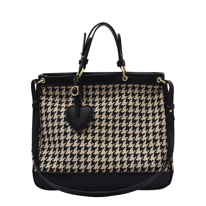 Checkered Houndstooth Leopard Print Personalized Daily Commuter Women's Bag
