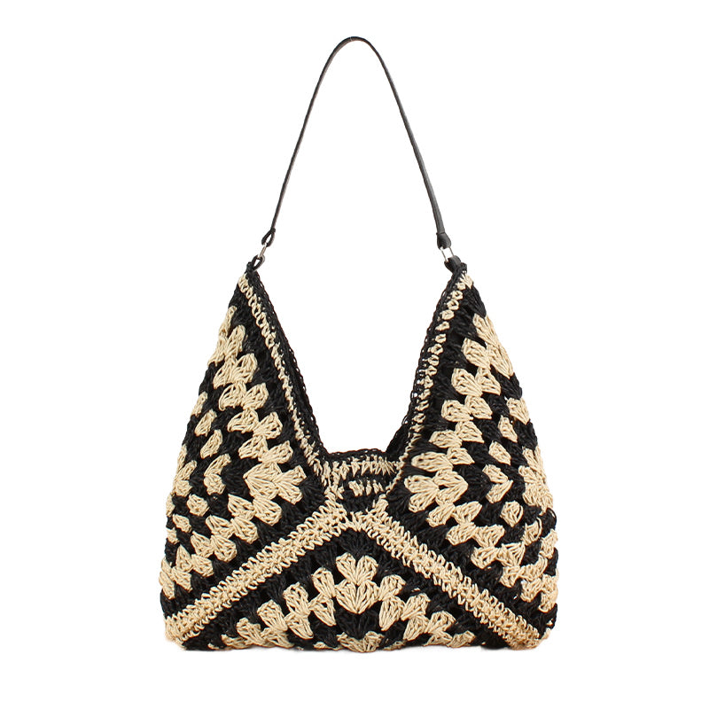 Dahlia Woven Straw Shoulder Bag