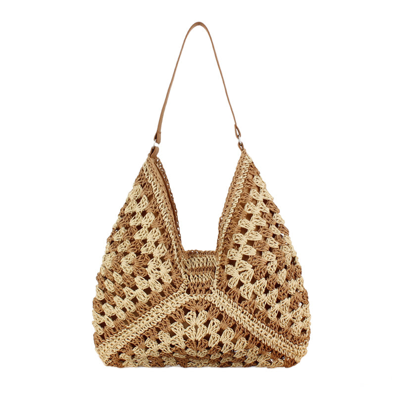 Dahlia Woven Straw Shoulder Bag