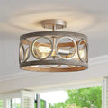 DecorBites™ Industrial Farmhouse Chandelier Retro Iron Wood Grain Ceiling Light