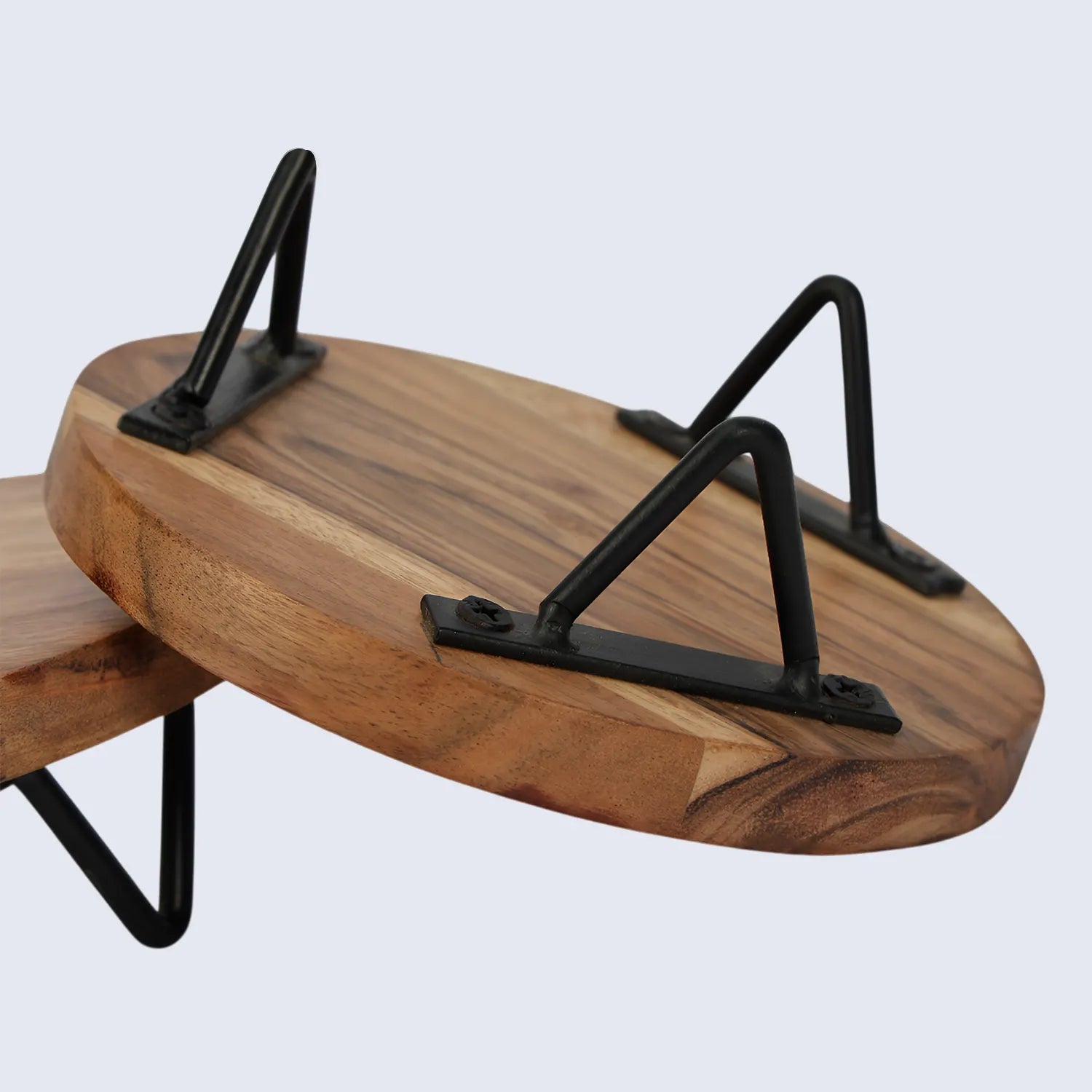 Round Trivet Acacia Wood Plant Stand Set of 2 weighted 6-8-inch