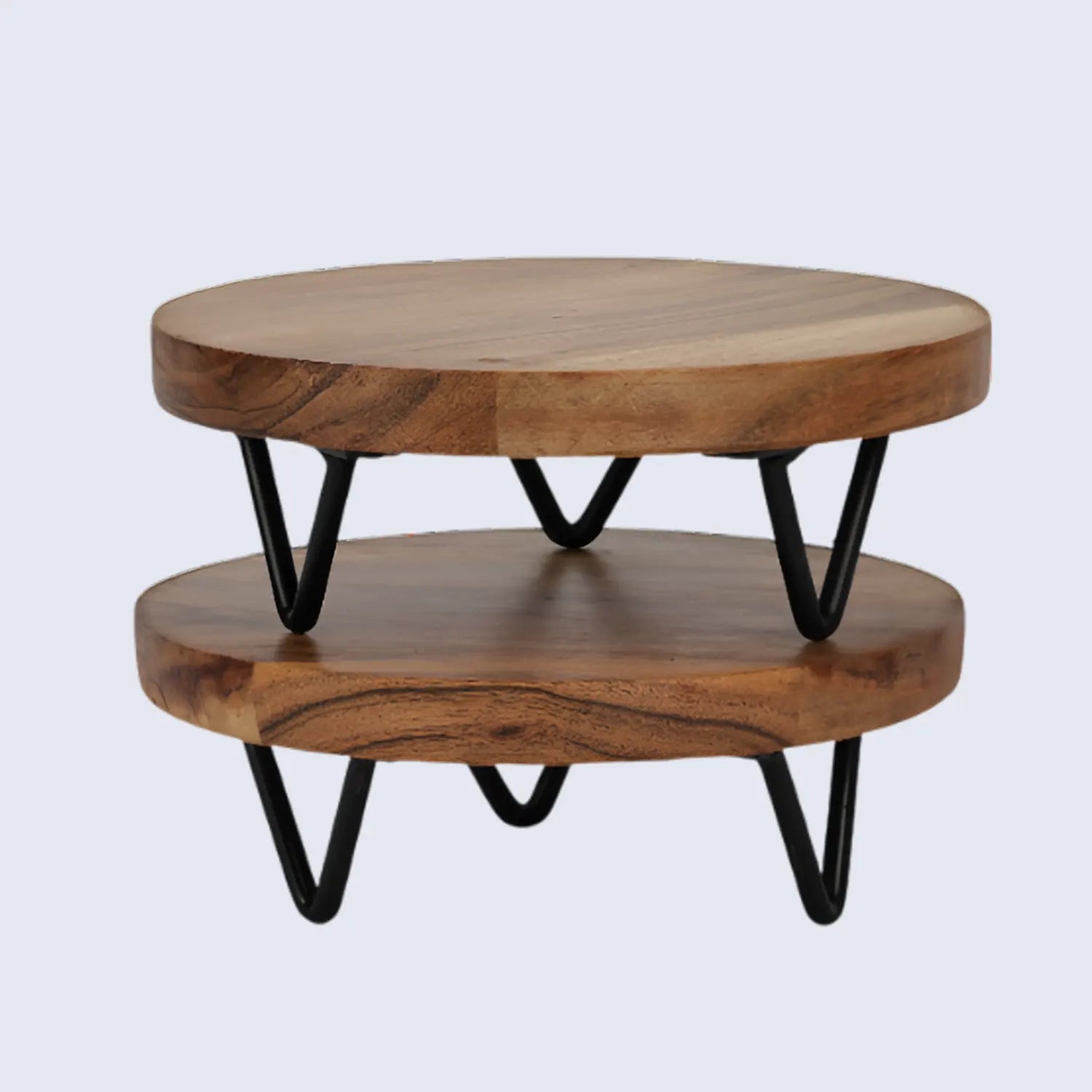 Round Trivet Acacia Wood Plant Stand Set of 2 weighted 6-8-inch