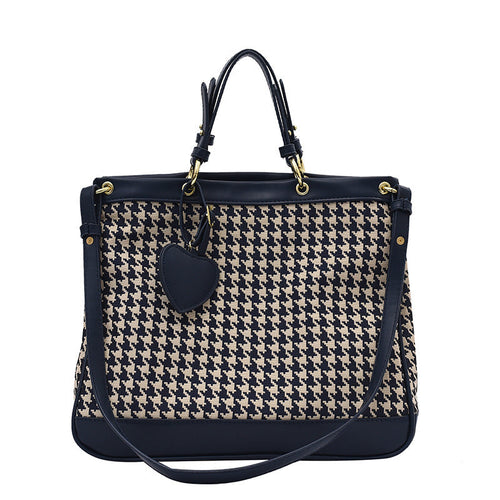 Checkered Houndstooth Leopard Print Personalized Daily Commuter Women's Bag