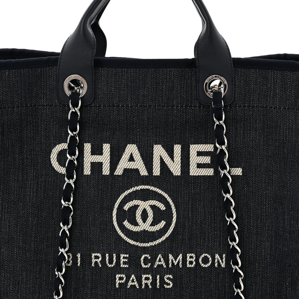 Chanel Denim Medium Deauville Tote Dark bluish black Used like New Resale section of Store