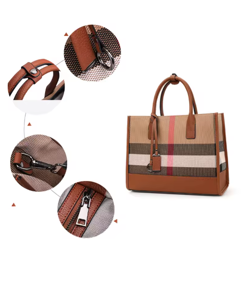 Plaid Designer Large Tote Bag NEW