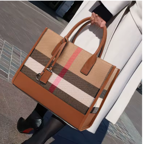 Plaid Designer Large Tote Bag NEW